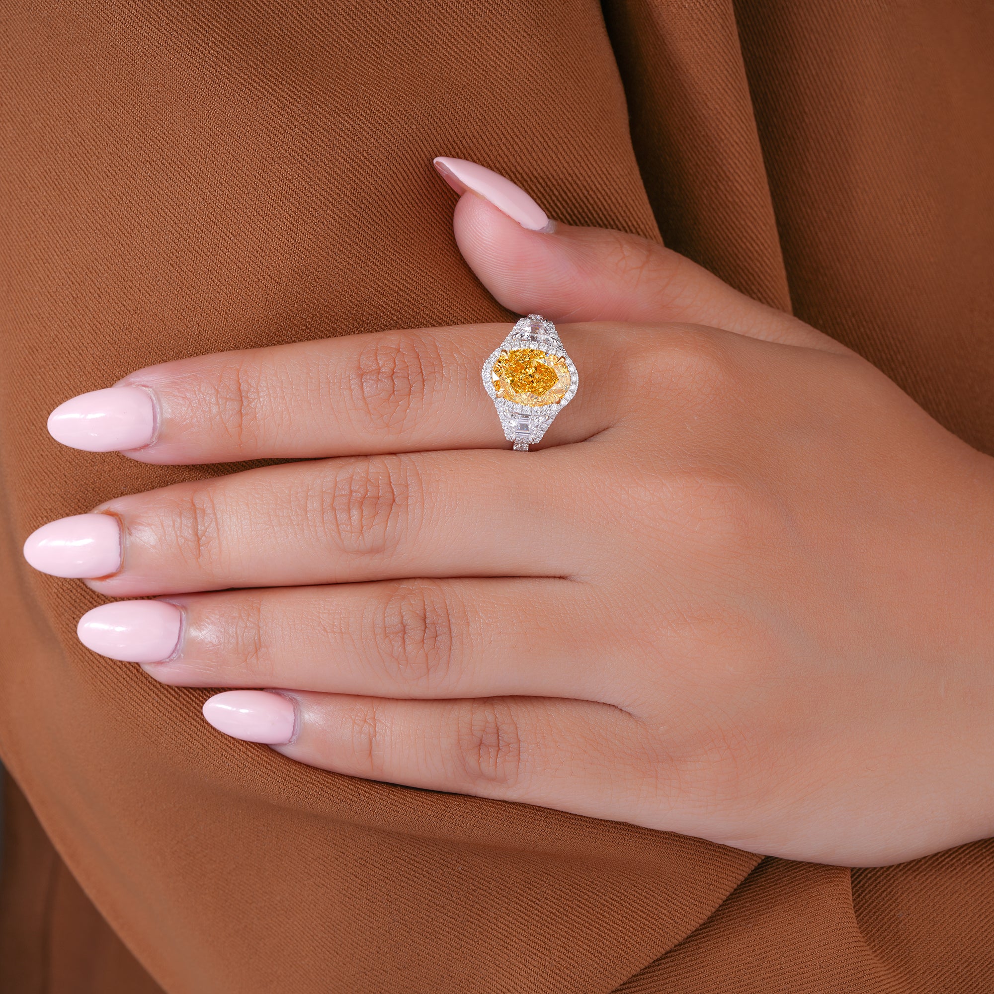 IGI Certified Engagement Ring 3.10 ct Oval Cut Lab Grown Diamond Art Deco Bridal Promise Statement Ring, Ring For Her