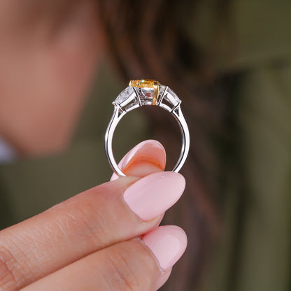 1.50 ct Pear Shape Lab Grown Diamond Three Stone Engagement Ring