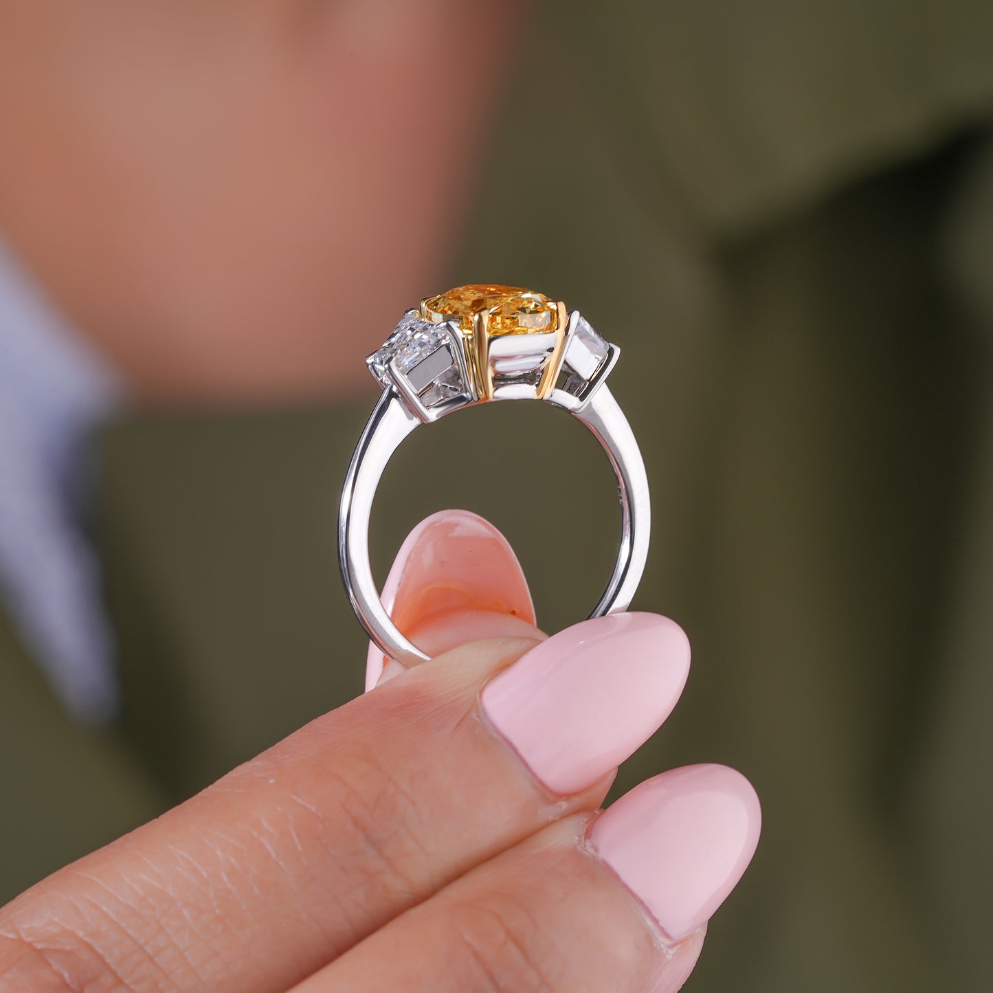 3.00 ct Oval Cut Vintage Style Side Stone Bridal Promise Engagement Ring