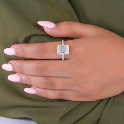 2.00 ct Radiant Shape Lab Grown Diamond Band Bridal Engagement Ring