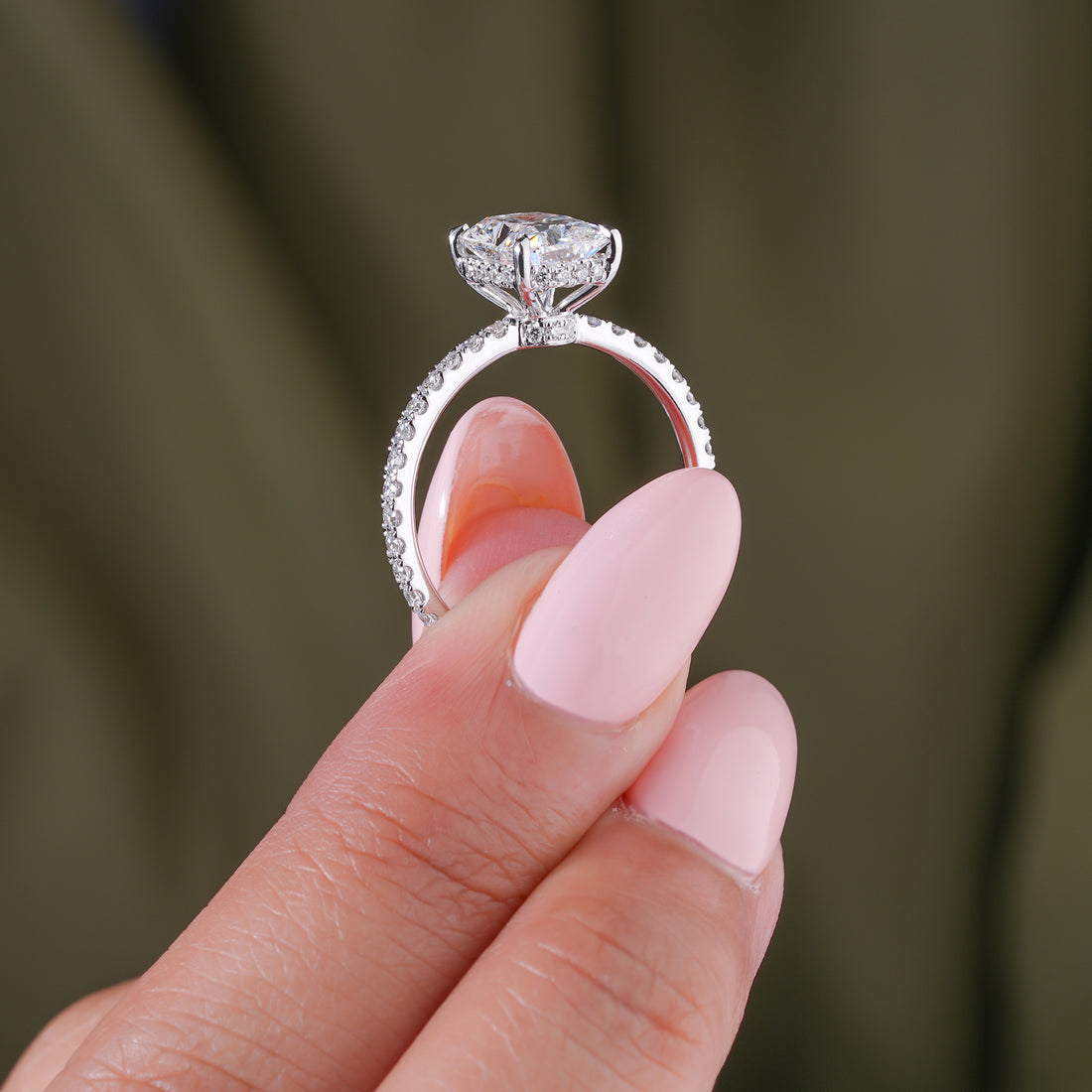 2 ct Style Elongated Cushion Cut Diamond Hidden Halo Engagement ring
