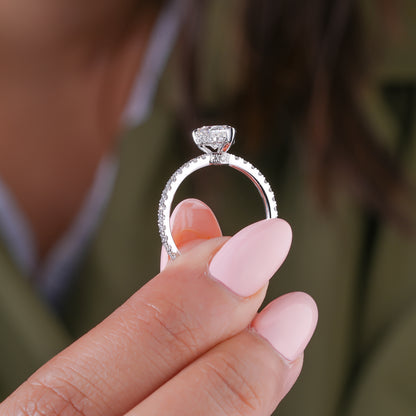 1.00 CT Pear Cut Lab Grown Diamond Pave Engagement Ring