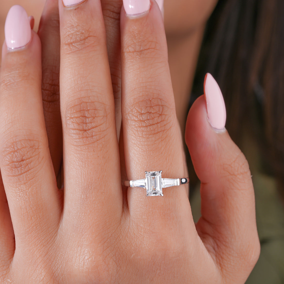 1.05 CT Emerald Cut Diamond Ring Vintage Style Baguette Engagement Ring