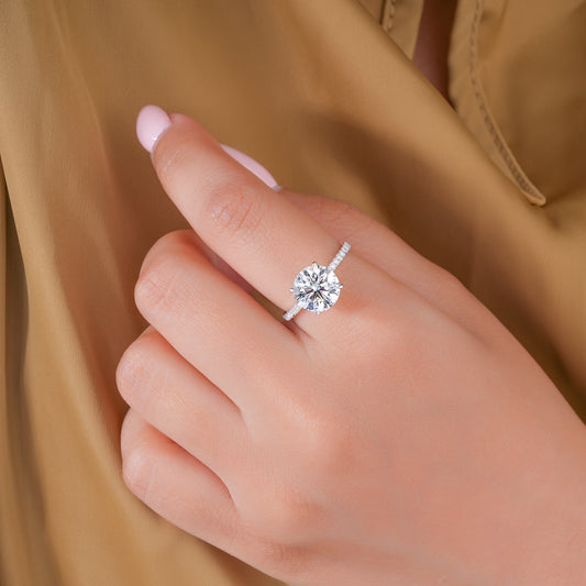 3.00 CT Round Brilliant Cut Hidden Accent Petite Diamond Engagement Ring