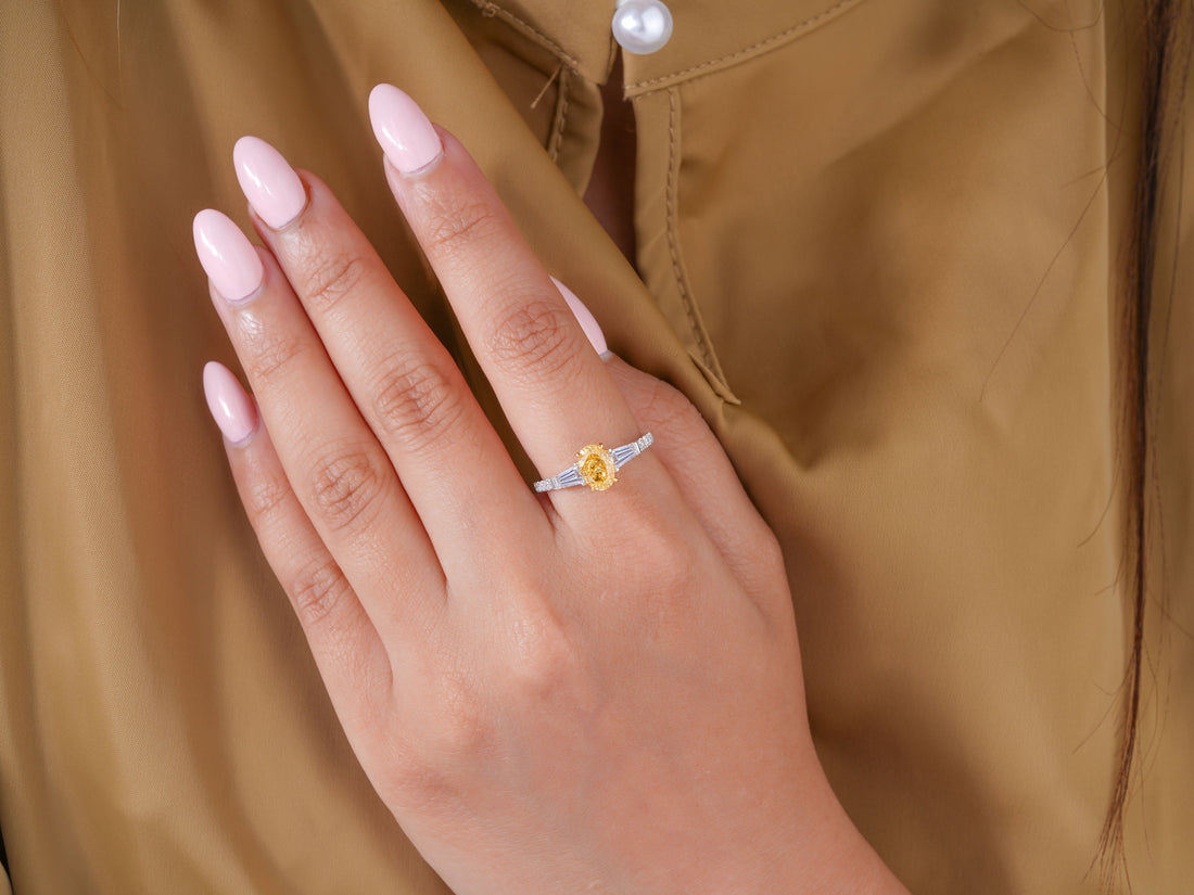 2.00 CT Lab Grown Oval & Trapezoid Diamond Trilogy Diamond Ring