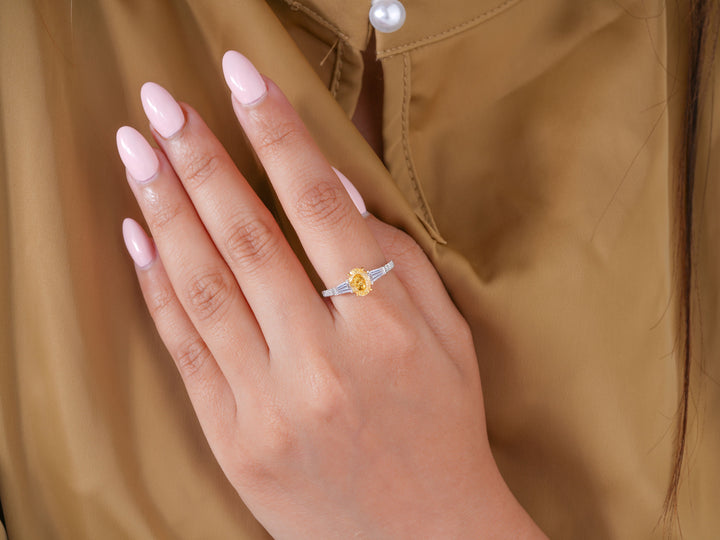 2.00 CT Lab Grown Oval & Trapezoid Diamond Trilogy Diamond Ring