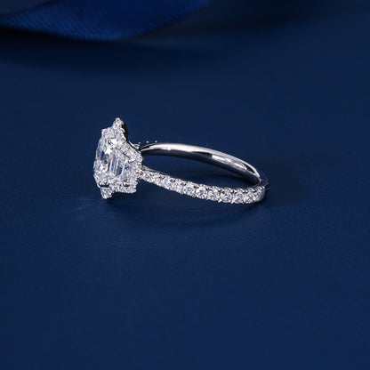 1.00 CT Oval Lab Grown Diamond Three Stone Setting Halo Engagement Ring