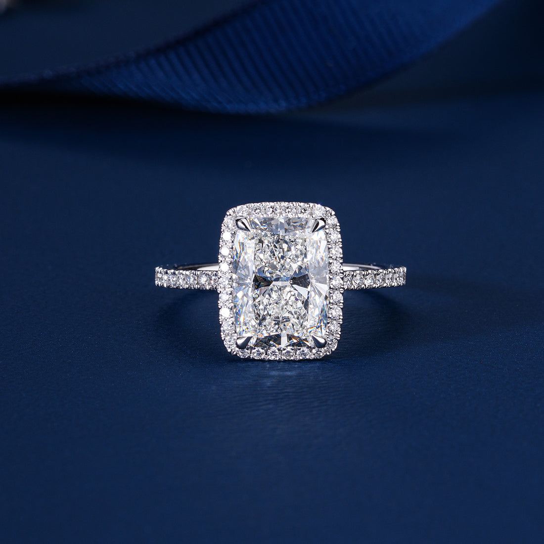 3.00 CT Elongated Cushion Lab Grown Diamond Halo Setting Engagement Ring