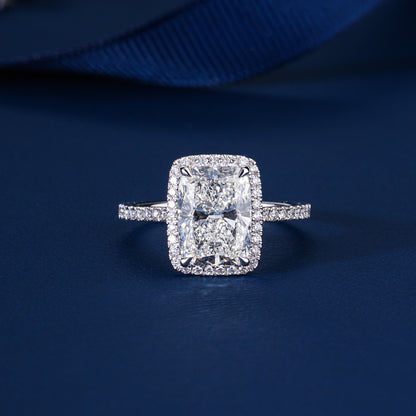 3.00 CT Elongated Cushion Lab Grown Diamond Halo Setting Engagement Ring