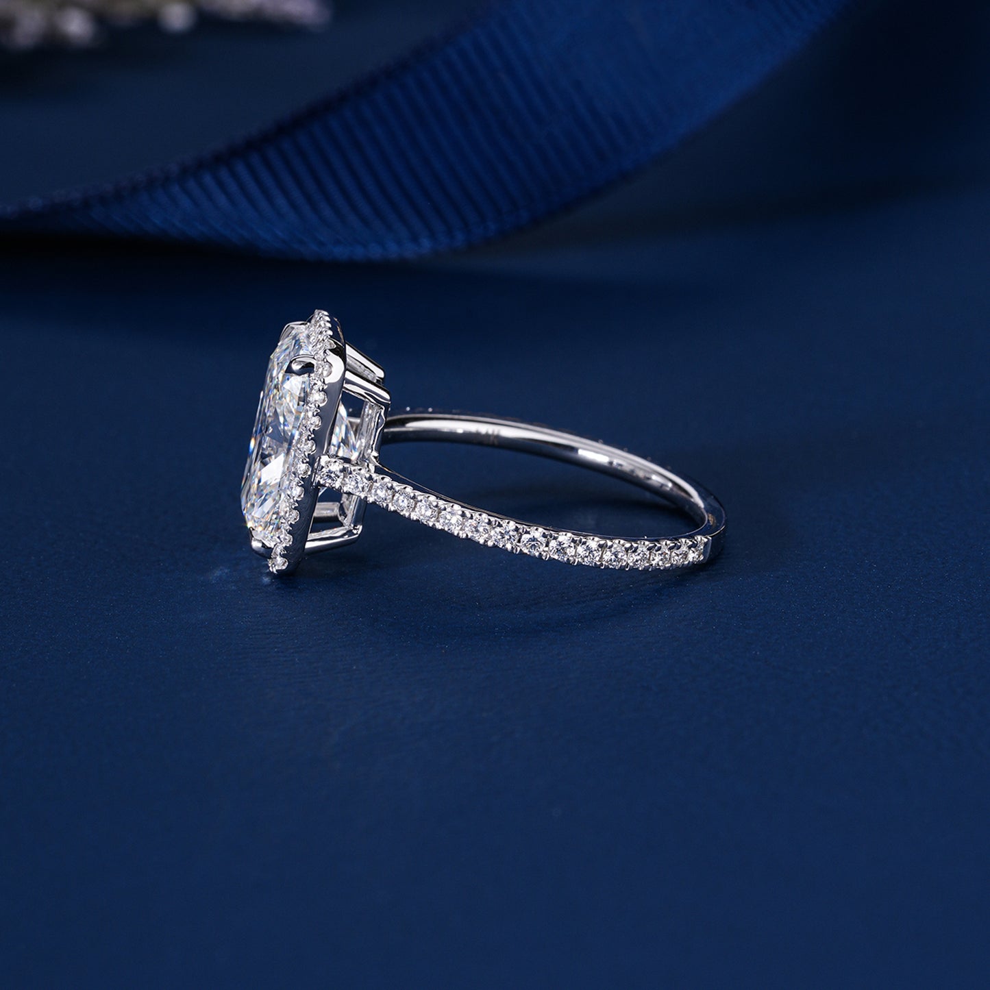 3.00 CT Elongated Cushion Lab Grown Diamond Halo Setting Engagement Ring