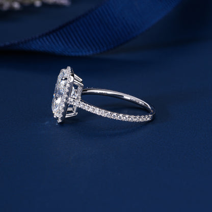 3.00 CT Elongated Cushion Lab Grown Diamond Halo Setting Engagement Ring