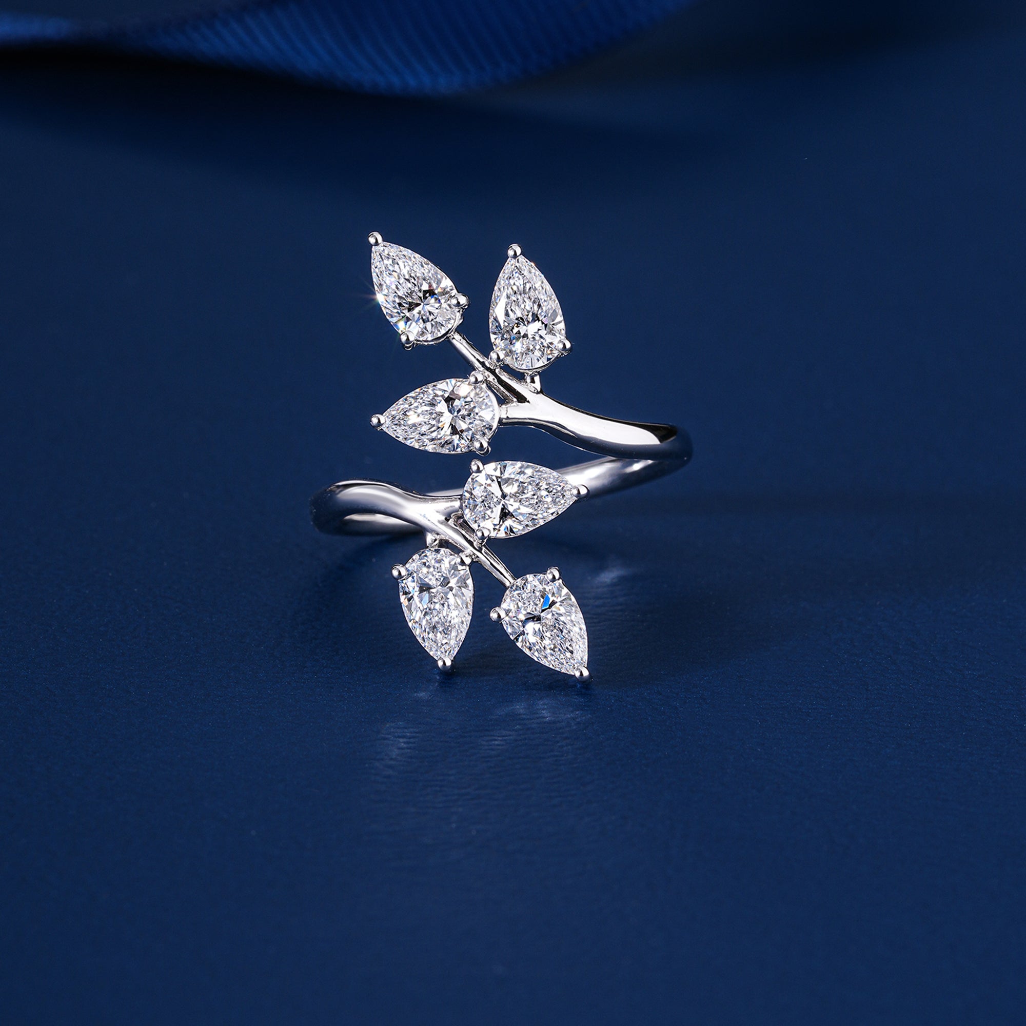 1.9 ct Pear Shape Lab Grown Diamond Bypass Setting Bridal Engagement Ring