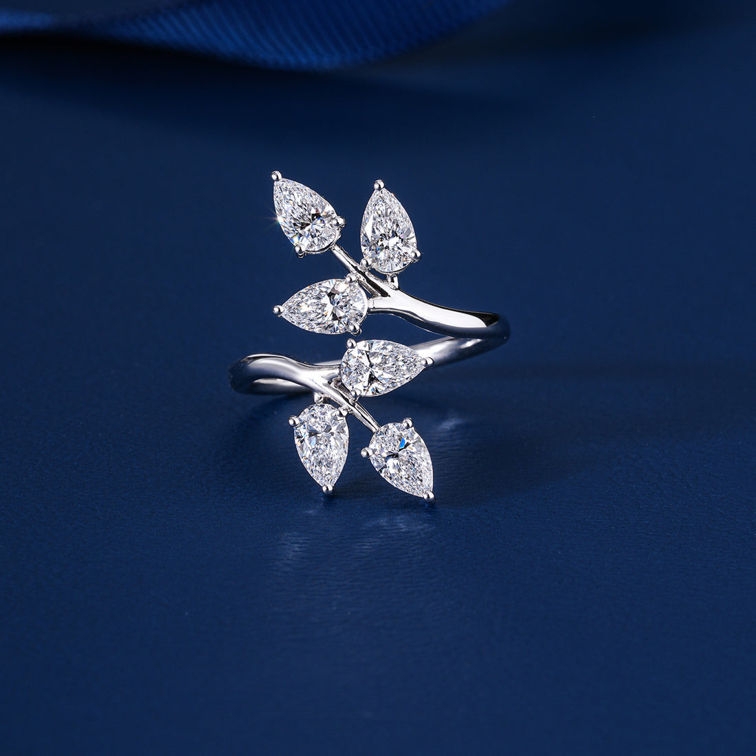 1.9 ct Pear Shape Lab Grown Diamond Bypass Setting Bridal Engagement Ring