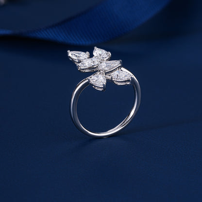 2.00 ct Pear Shape Lab Grown Diamond Bypass Setting Bridal Engagement Ring