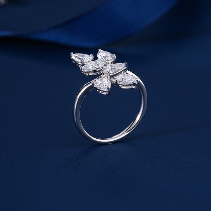 1.9 ct Pear Shape Lab Grown Diamond Bypass Setting Bridal Engagement Ring