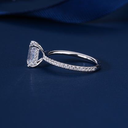 1.50 ct Emerald Cut Lab Grown Diamond Pave Setting Bridal Engagement Ring