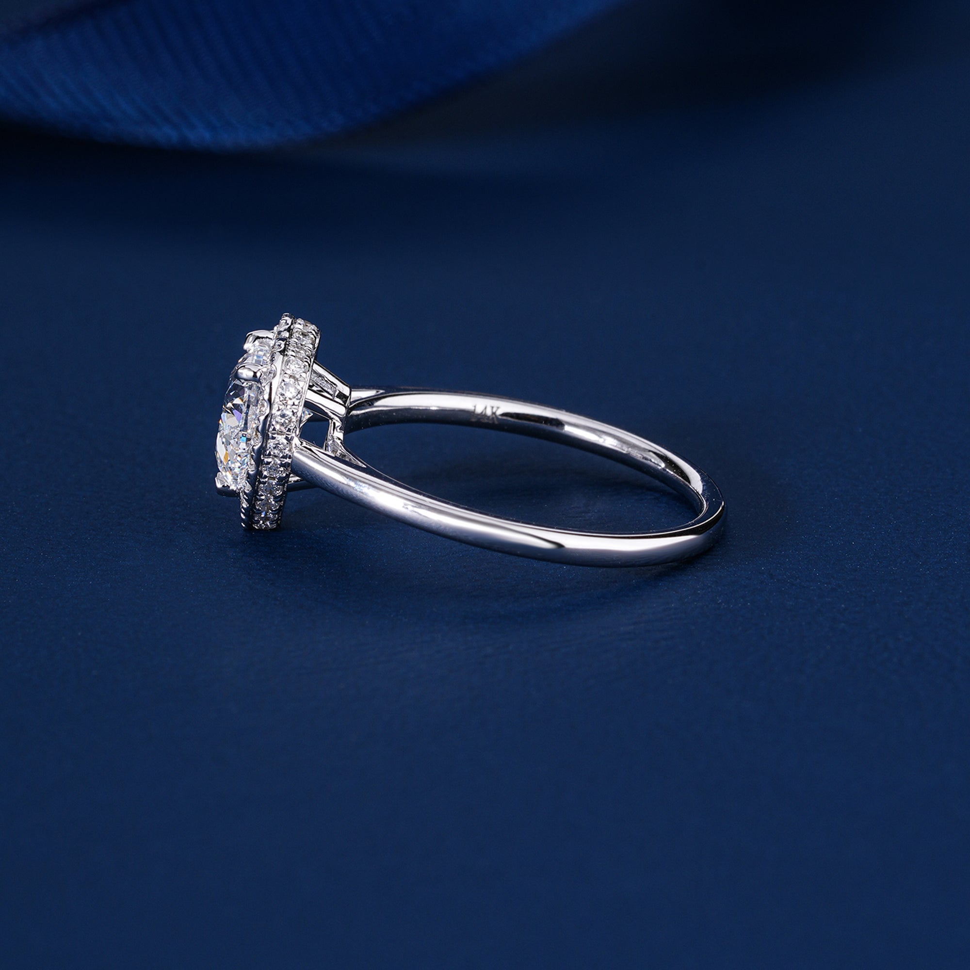 1.1 CT Heart Cut Lab Grown Diamond Halo Solitaire Romantic Engagement Ring