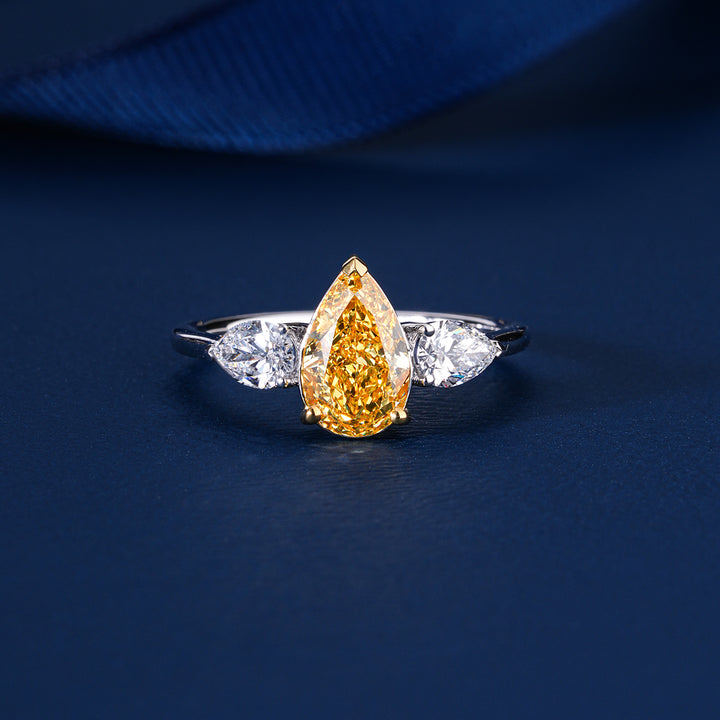 1.30 ct Pear Shape Lab Grown Diamond Three Stone Engagement Ring