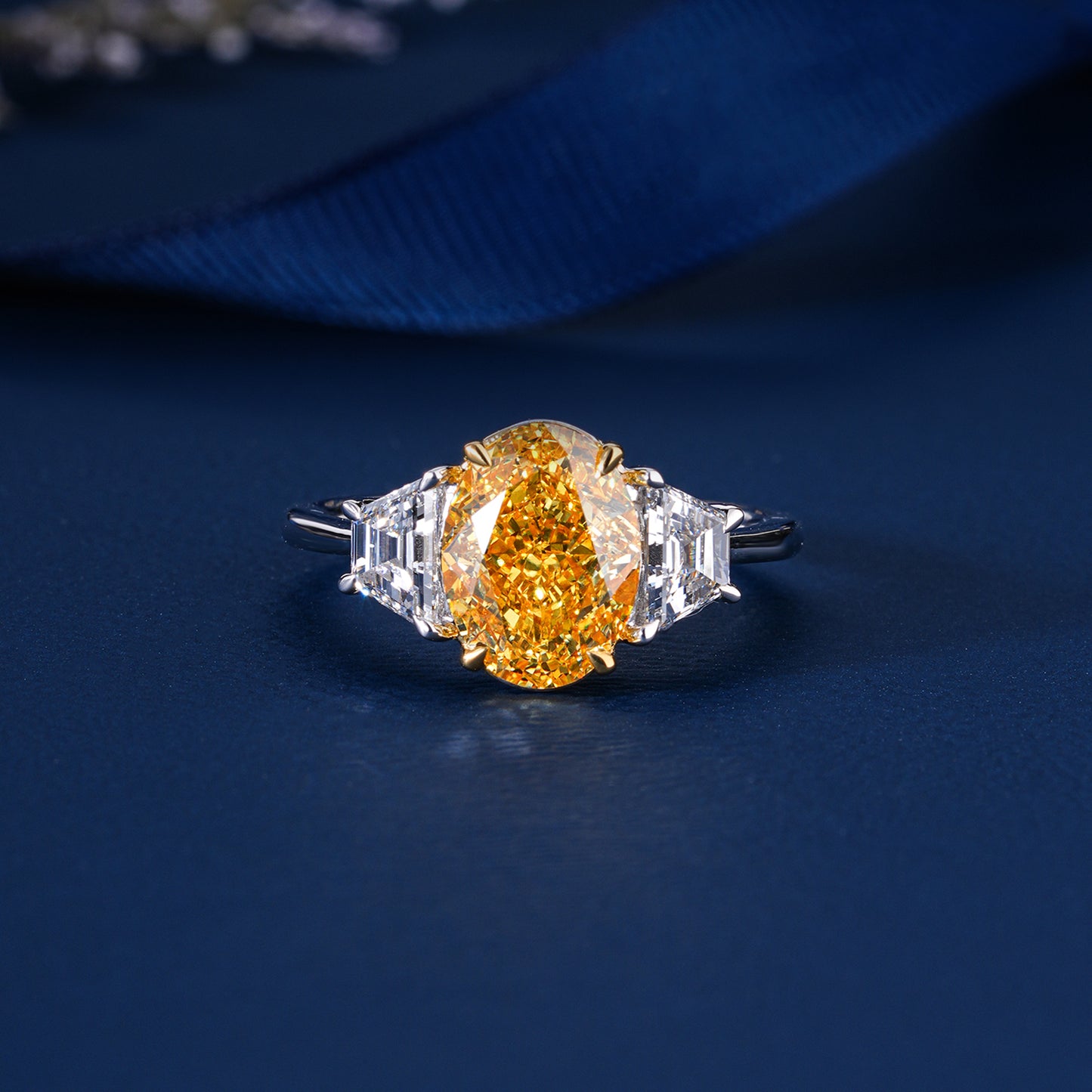 3.00 ct Oval Cut Vintage Style Side Stone Bridal Promise Engagement Ring