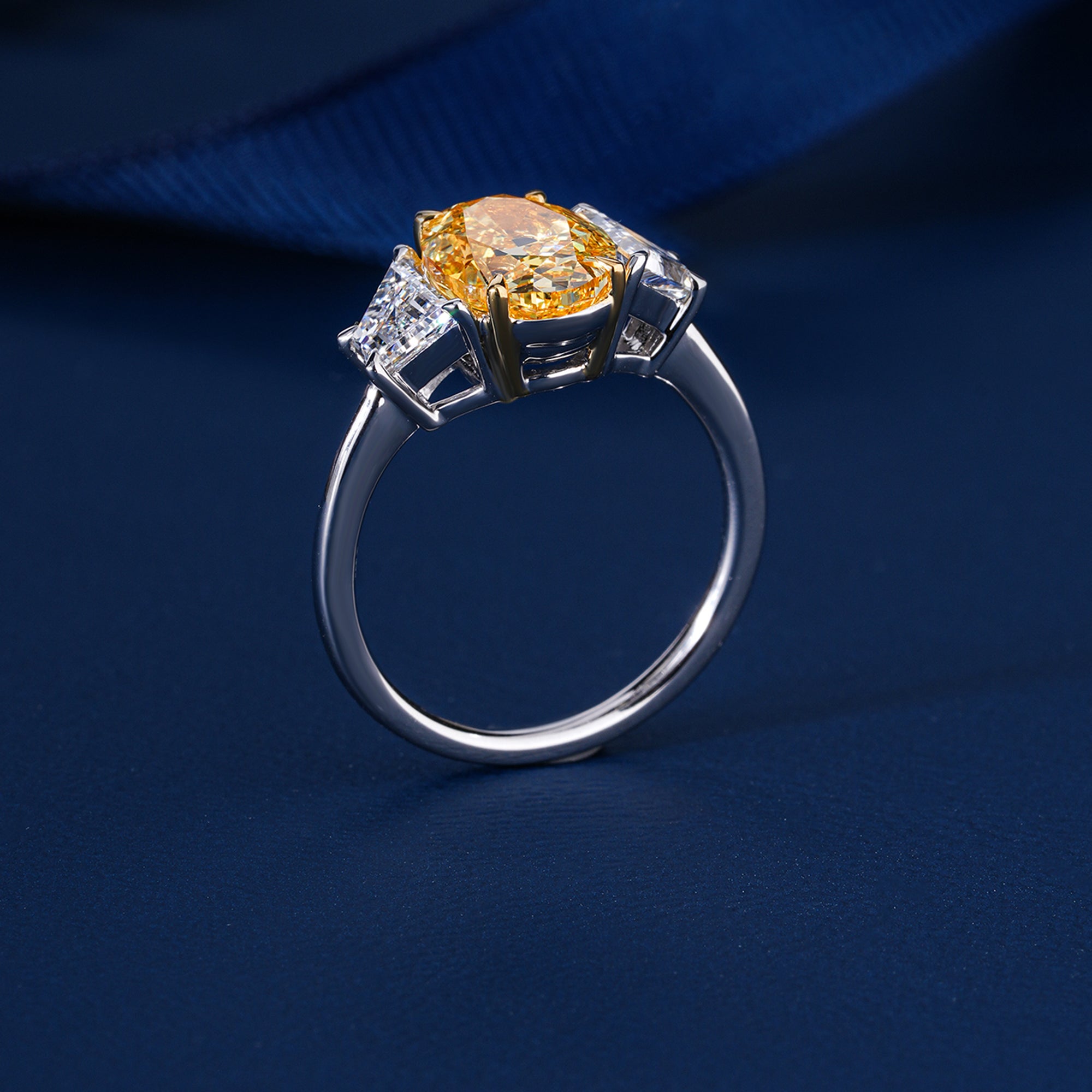 3.10 ct Oval Cut Vintage Style Side Stone Bridal Promise Engagement Ring