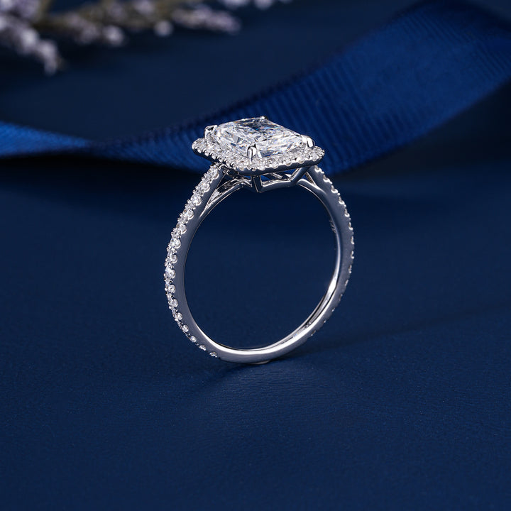 2 ct Rectangular Shape Lab Grown Diamond Band Bridal Engagement Ring