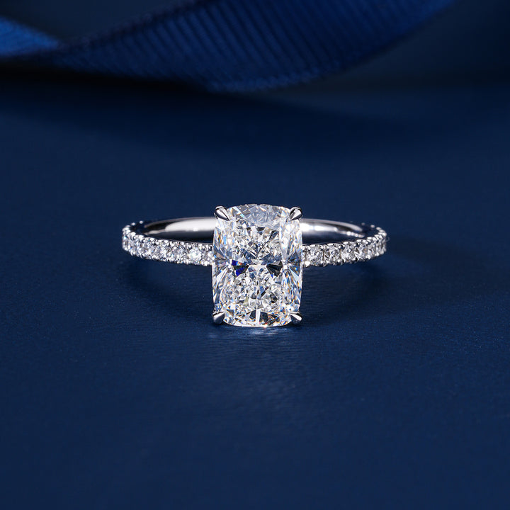 2 ct Style Elongated Cushion Cut Diamond Hidden Halo Engagement ring