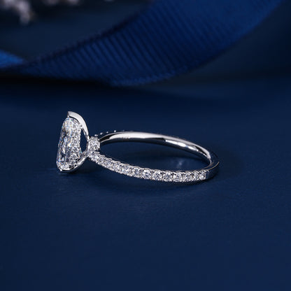 1.00 CT Pear Cut Lab Grown Diamond Pave Engagement Ring