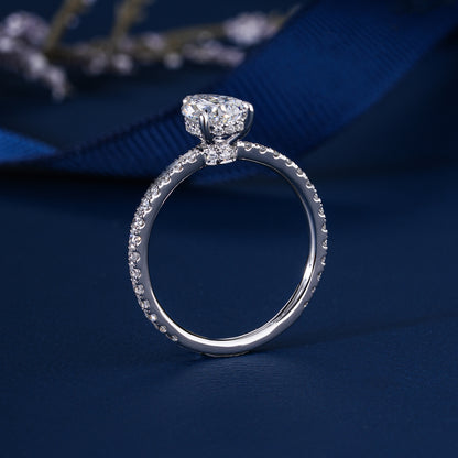 1.00 CT Pear Cut Lab Grown Diamond Pave Engagement Ring