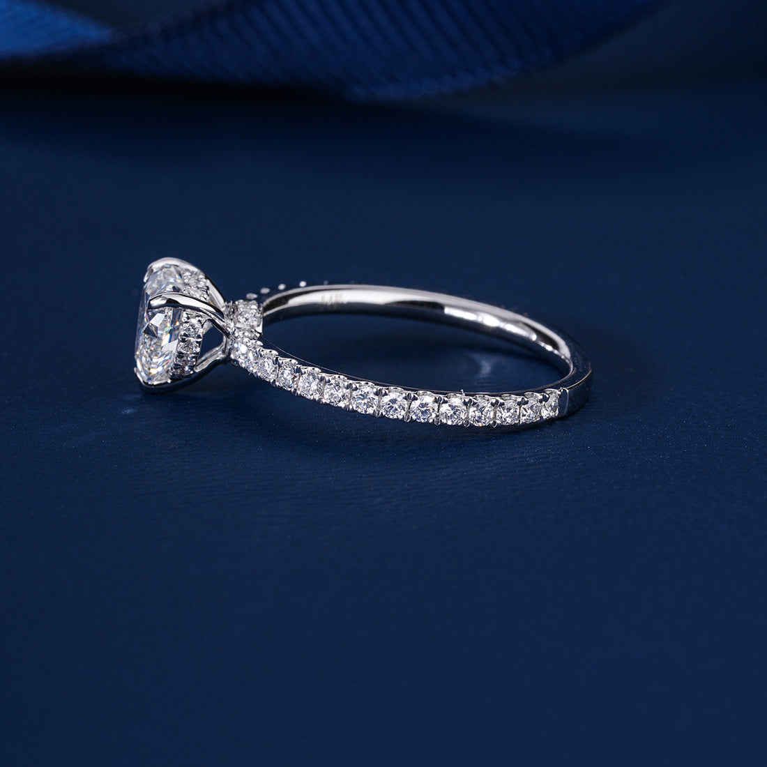 1.0 CT Heart Shape Diamond Petite Pave Band Hidden Accent Engagement Ring