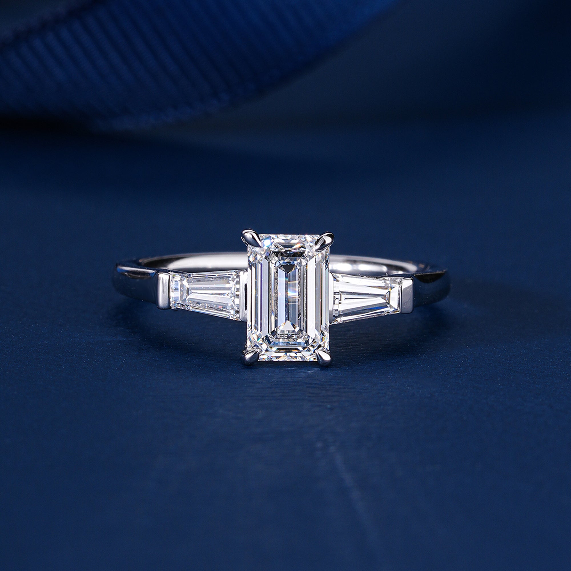 1.05 CT Emerald Cut Diamond Ring Vintage Style Baguette Engagement Ring