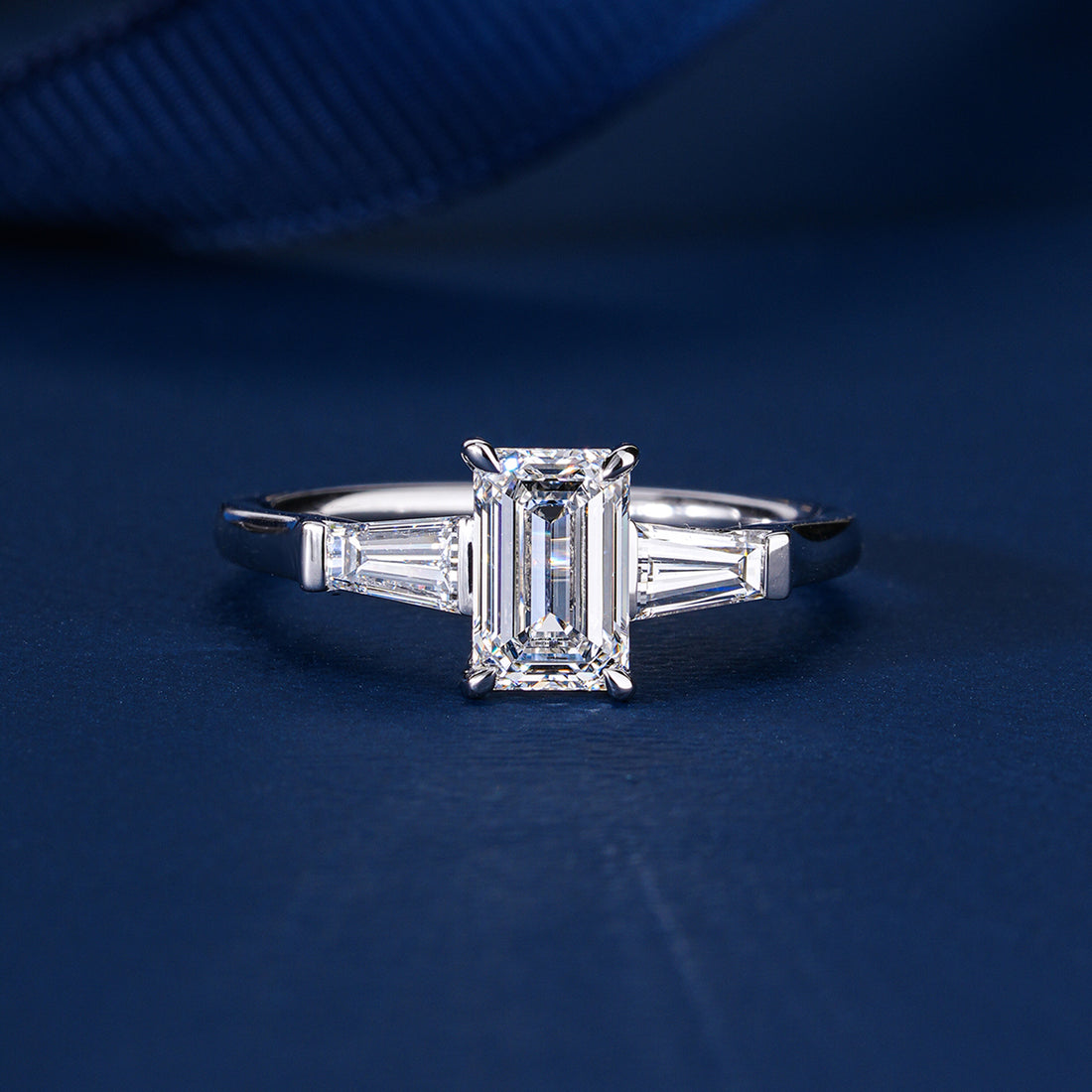 1.05 CT Emerald Cut Diamond Ring Vintage Style Baguette Engagement Ring