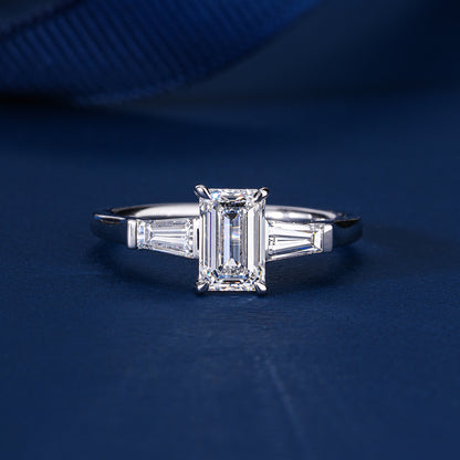 1.00 CT Emerald Cut Diamond Ring Vintage Style Baguette Engagement Ring