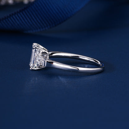 1.00 CT Emerald Cut Diamond Ring Vintage Style Baguette Engagement Ring