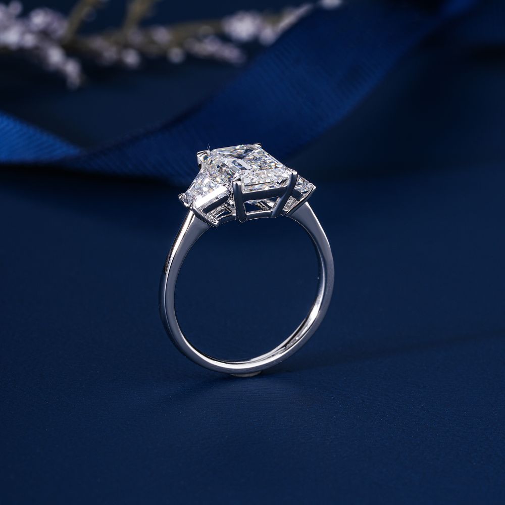 3.00 CT Emerald Cut Three Stone Art Deco Style Engagement Ring