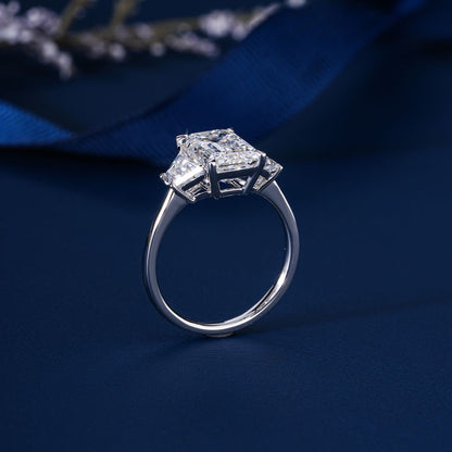 3.00 CT Emerald Cut Three Stone Art Deco Style Engagement Ring