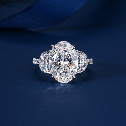 5.00 CT Oval Brilliant Lab Grown Diamond Trilogy Diamond  Engagement Ring