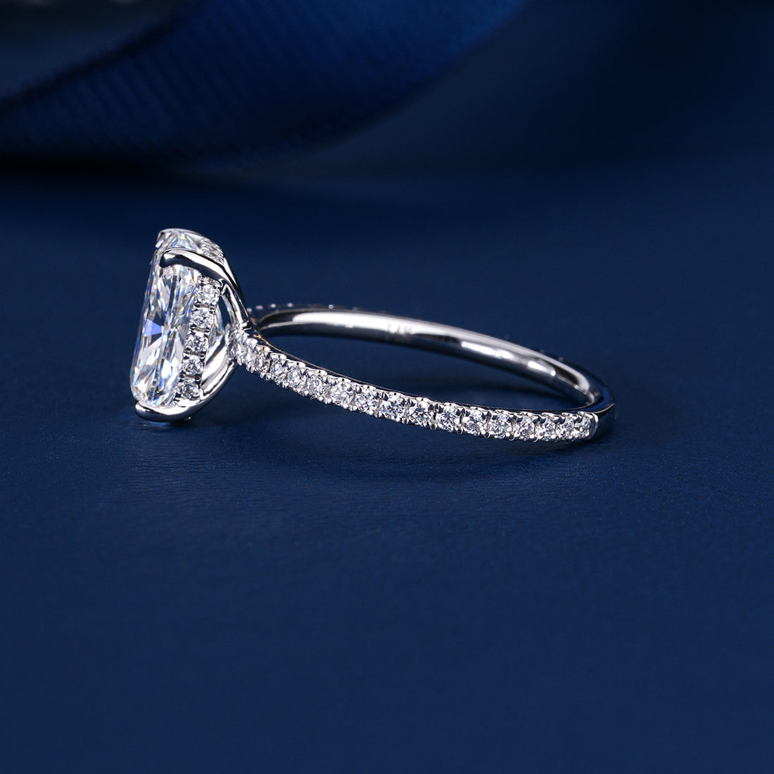 2.00 CT Elongated Cushion Diamond Hidden Halo Pave Engagement Ring
