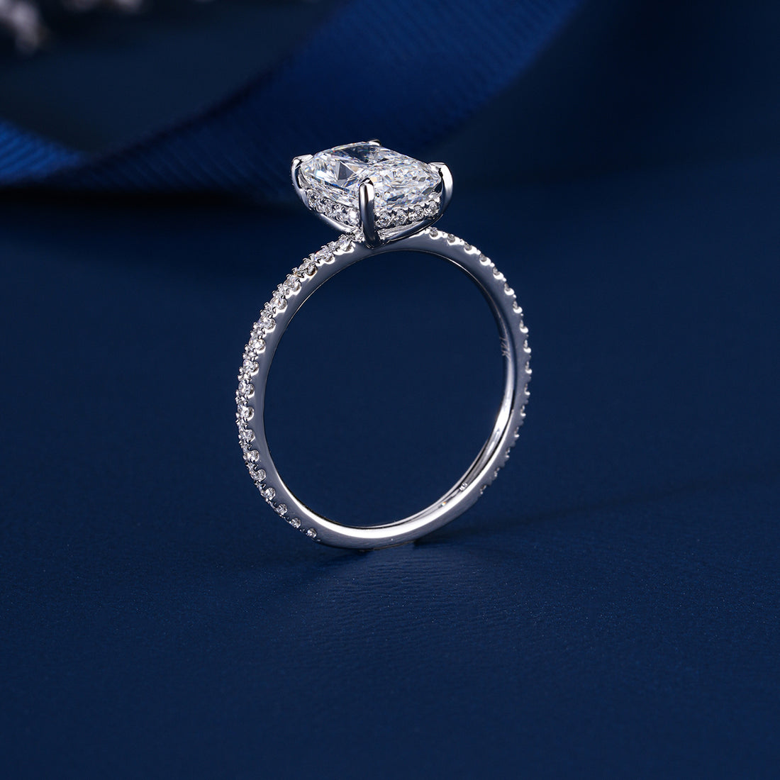 2.00 CT Elongated Cushion Diamond Hidden Halo Pave Engagement Ring