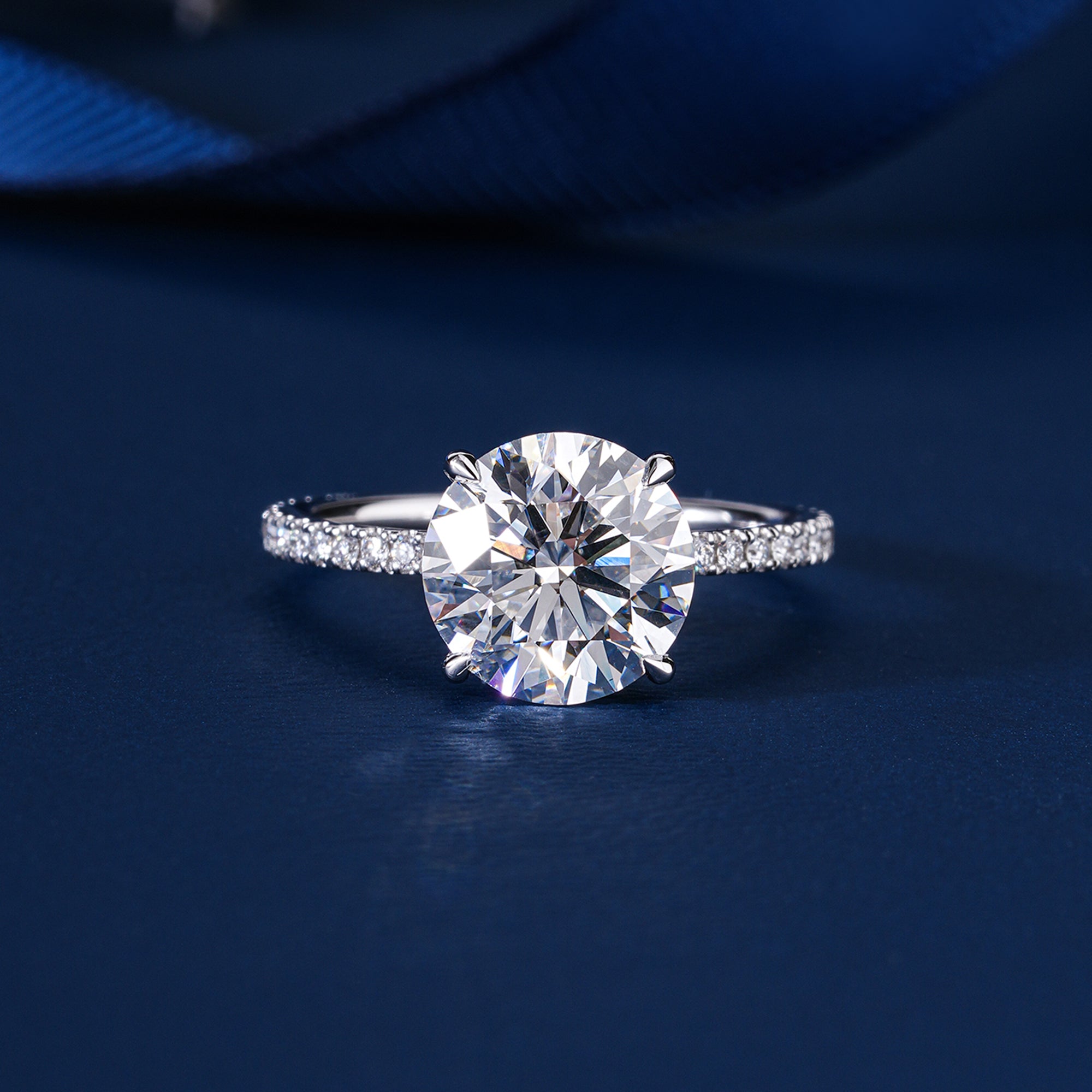 3 CT Round Brilliant Cut Hidden Accent Petite Diamond Engagement Ring