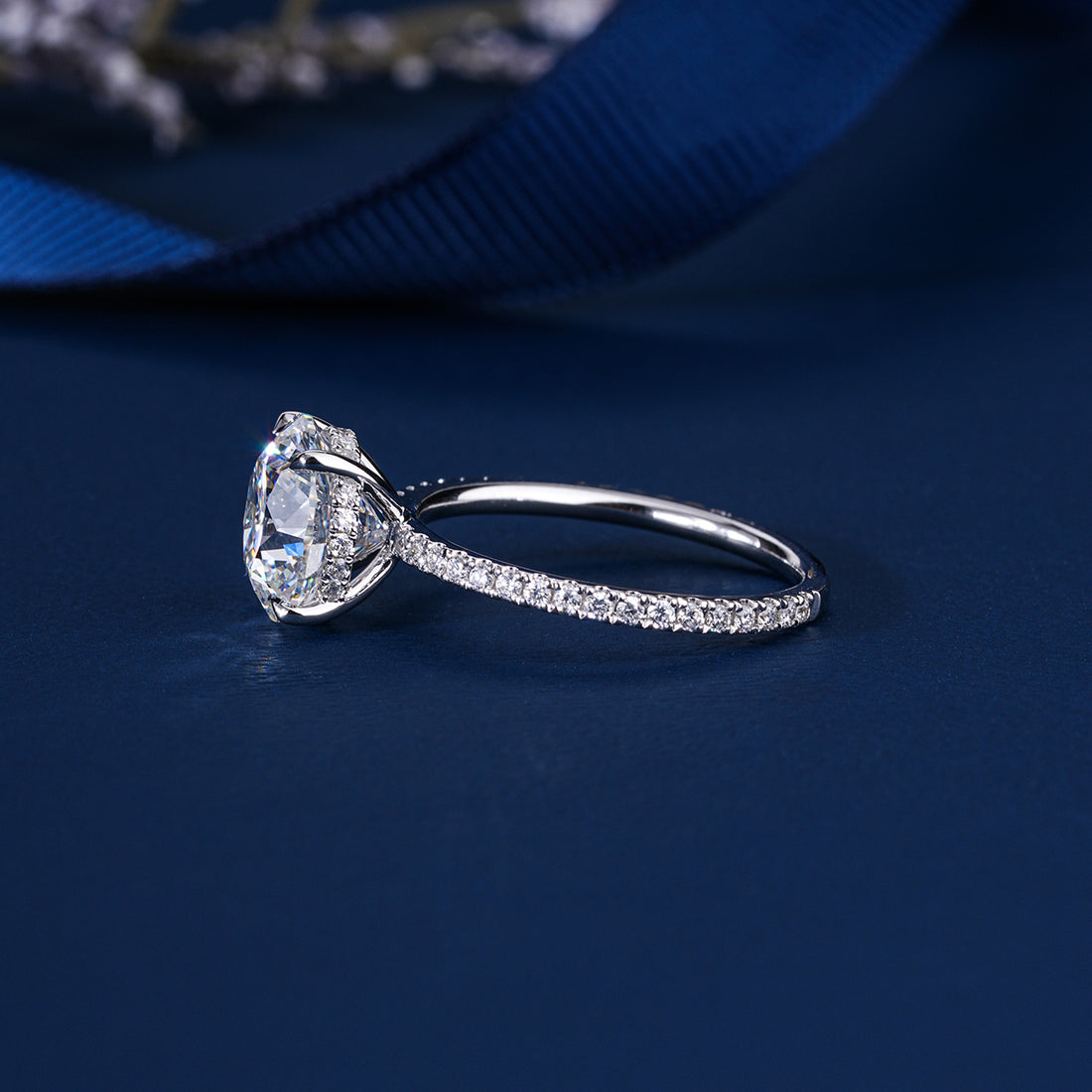 3 CT Round Brilliant Cut Hidden Accent Petite Diamond Engagement Ring