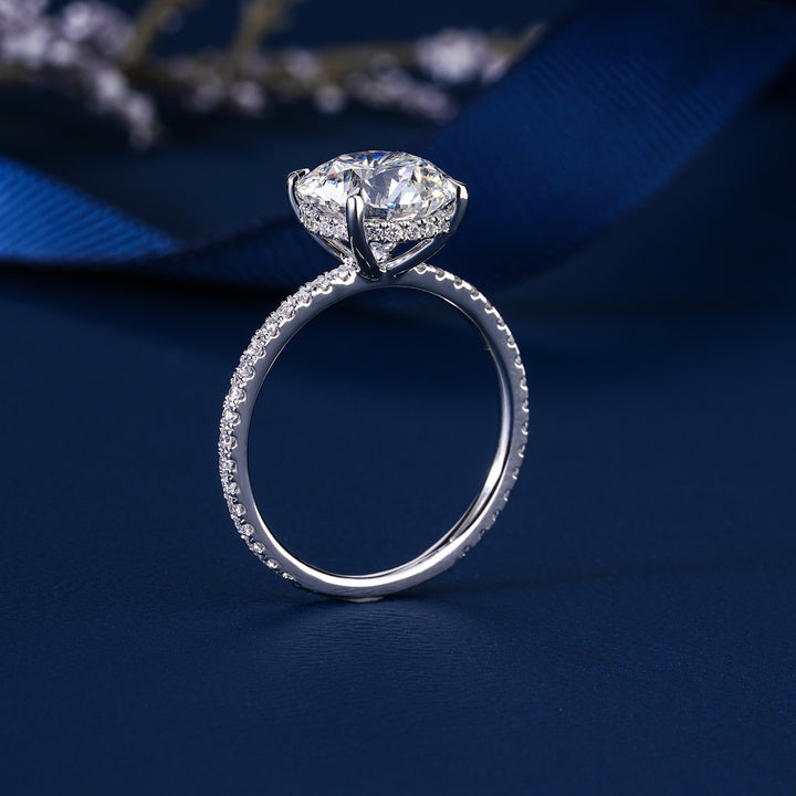 3 CT Round Brilliant Cut Hidden Accent Petite Diamond Engagement Ring