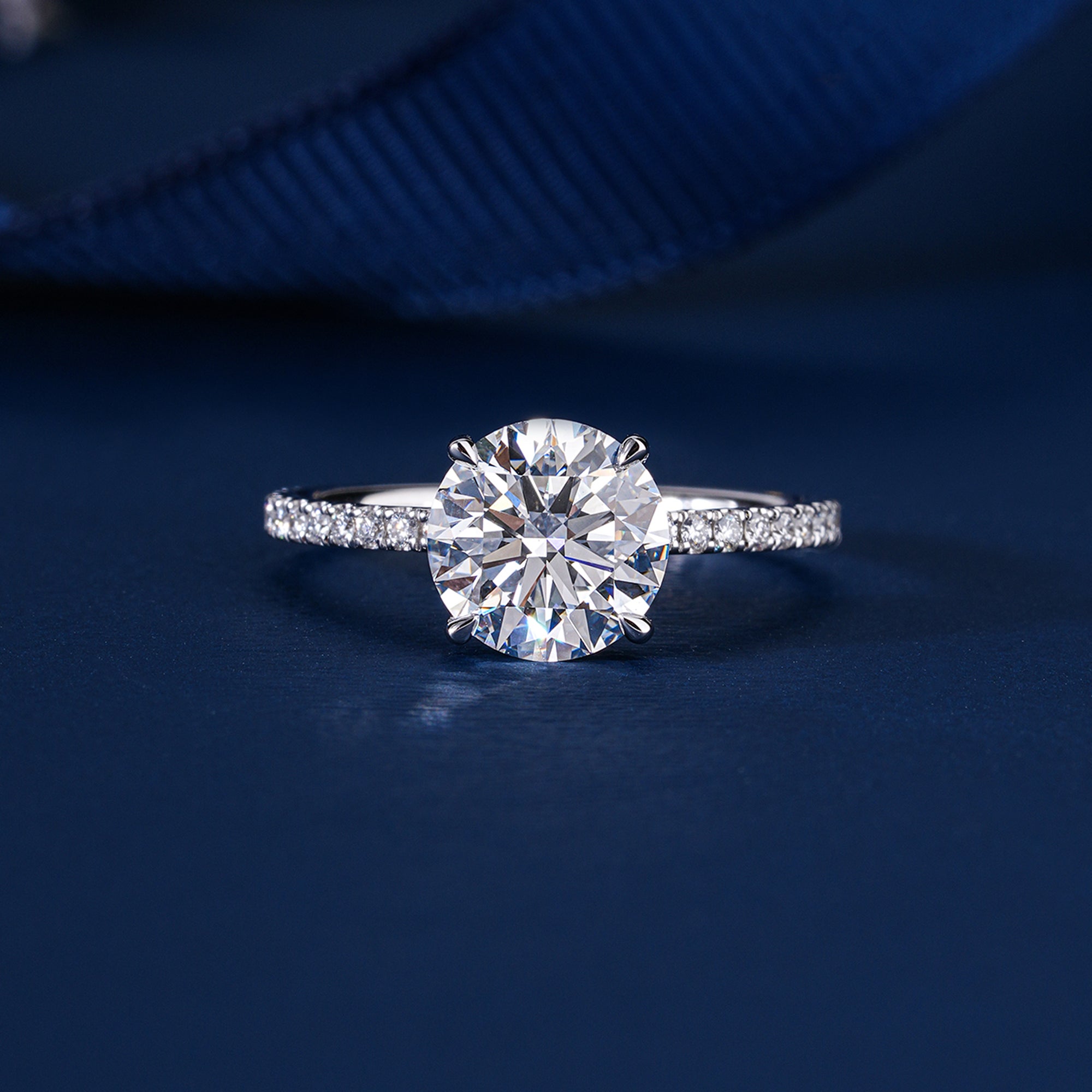 2.00 CT Round Lab Grown Pave Hidden Halo Engagement Ring