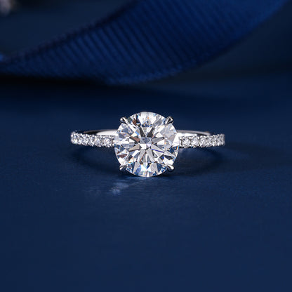 2.00 CT Round Lab Grown Pave Hidden Halo Engagement Ring