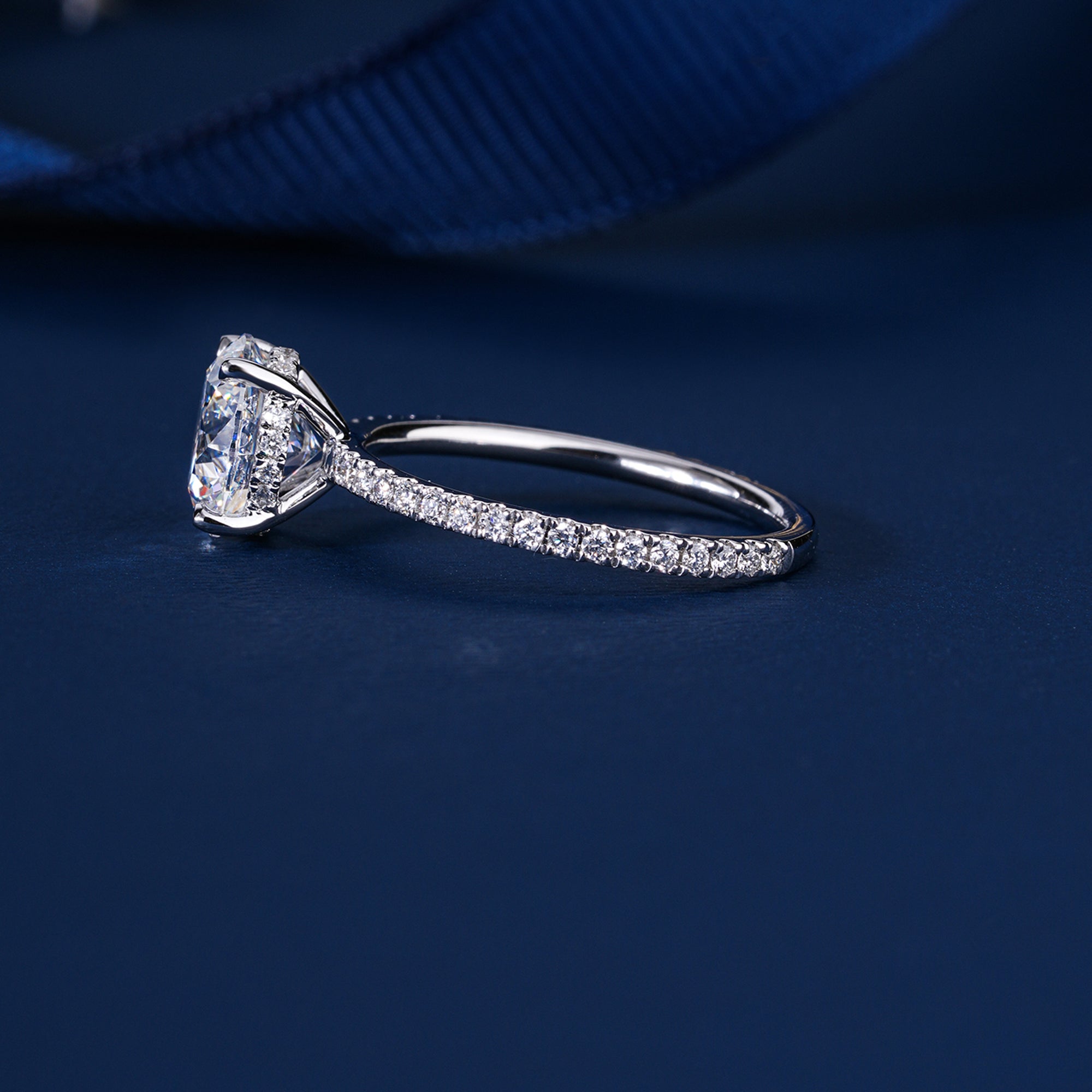 2.00 CT Round Lab Grown Pave Hidden Halo Engagement Ring