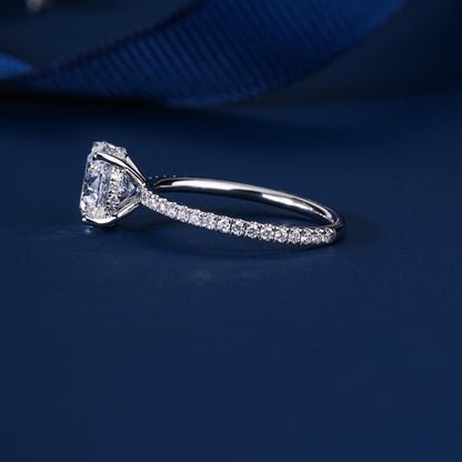2.00 CT Round Lab Grown Pave Hidden Halo Engagement Ring