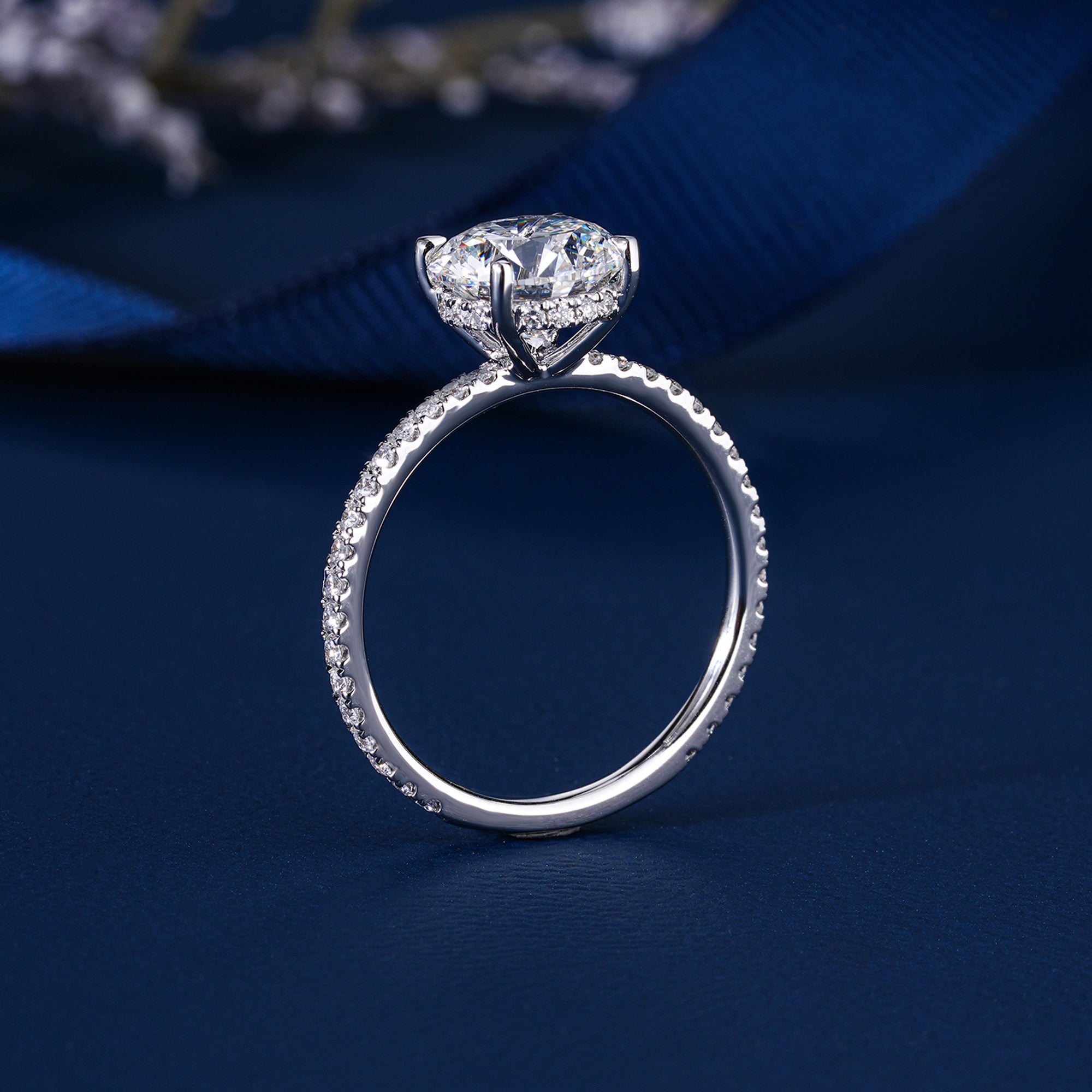 2.00 CT Round Lab Grown Pave Hidden Halo Engagement Ring