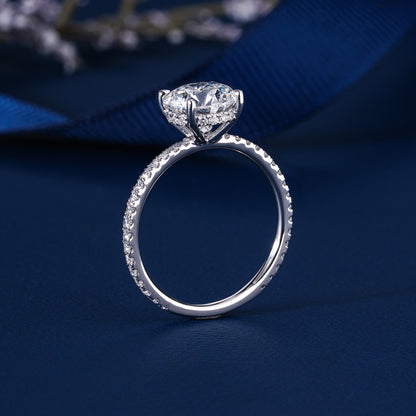 2.00 CT Round Lab Grown Pave Hidden Halo Engagement Ring