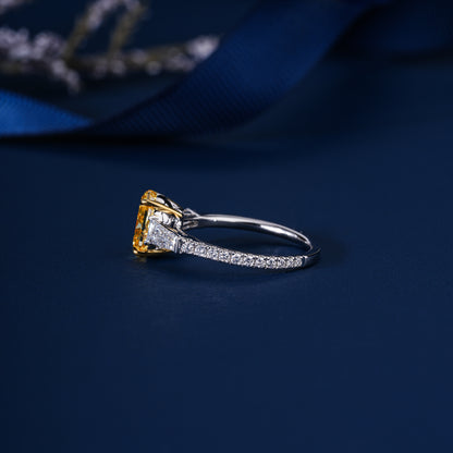 2.00 CT Lab Grown Oval & Trapezoid Diamond Trilogy Diamond Ring