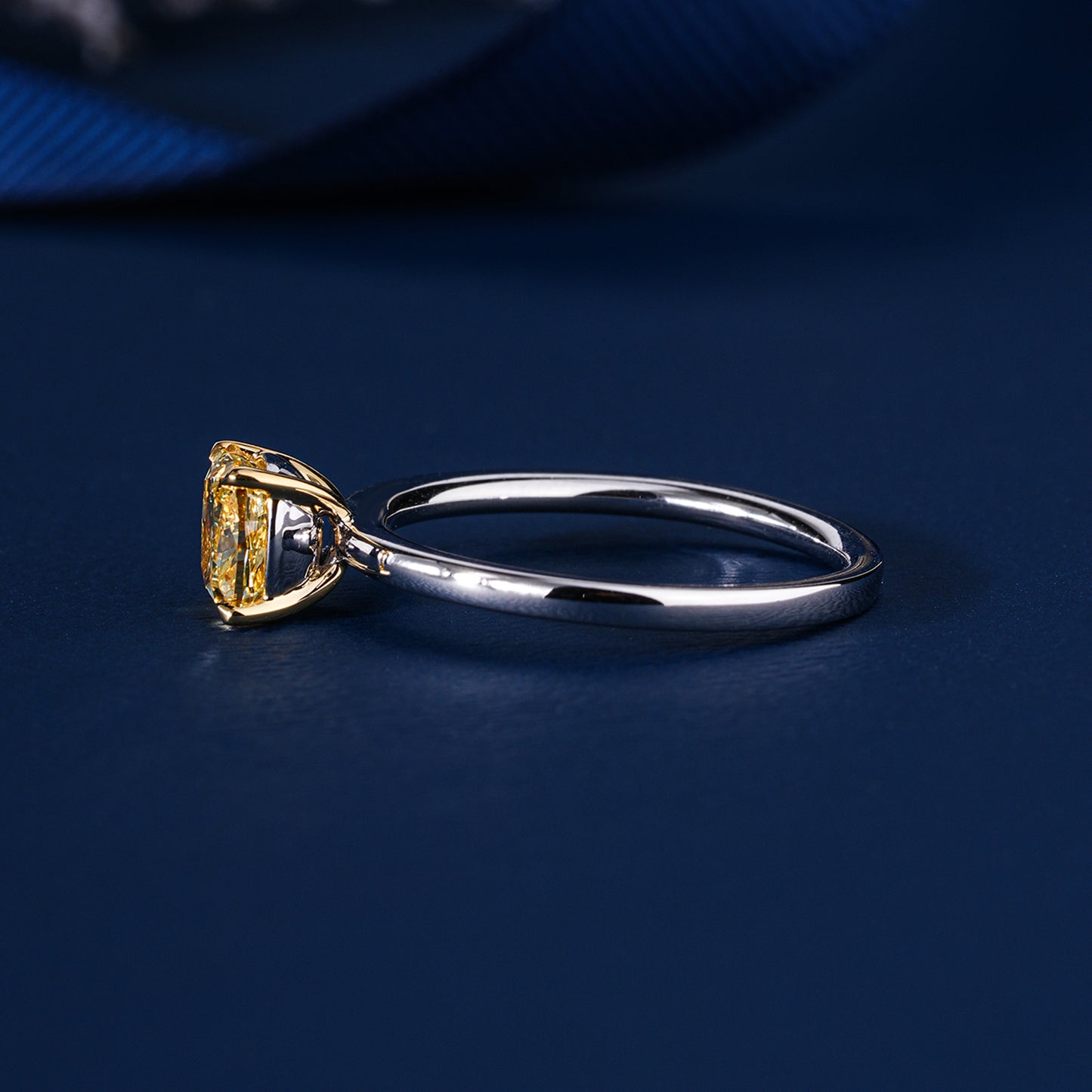 1.00 CT Fancy Yellow Cushion Lab Grown Diamond Solitaire Engagement Ring