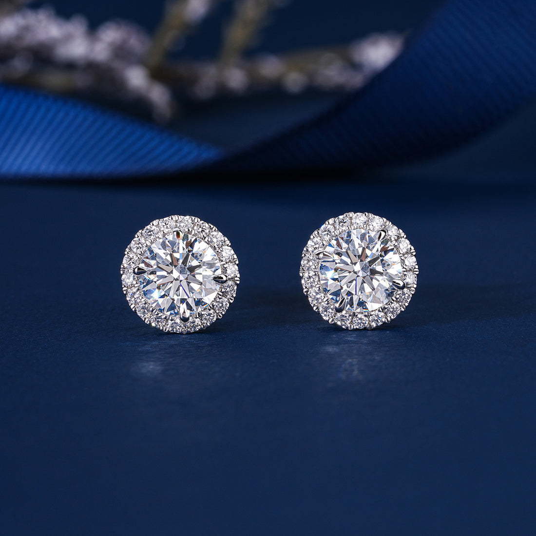 2.0 TCW Round Cut Lab Grown Diamond Stud Earrings